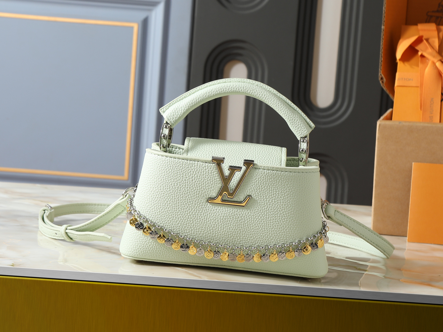 LV Capucines Bb Handbag Monogram Canvas Model M24728 Zip Closure Evening